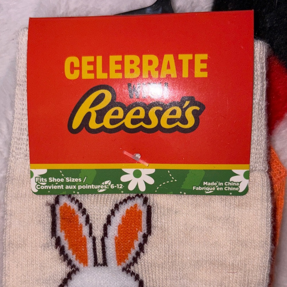 3/$18 bundle Reese's Easter Bunny Socks - Picture 2 of 3